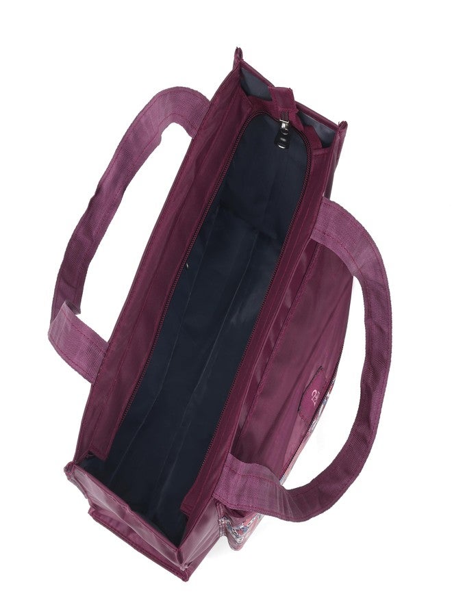 حقيبة تسوق قابلة للطي من BAG IN ENTERPRISE للسفر والتسوق - تصميم زهري، إغلاق بسحاب (وردي) - Image 5